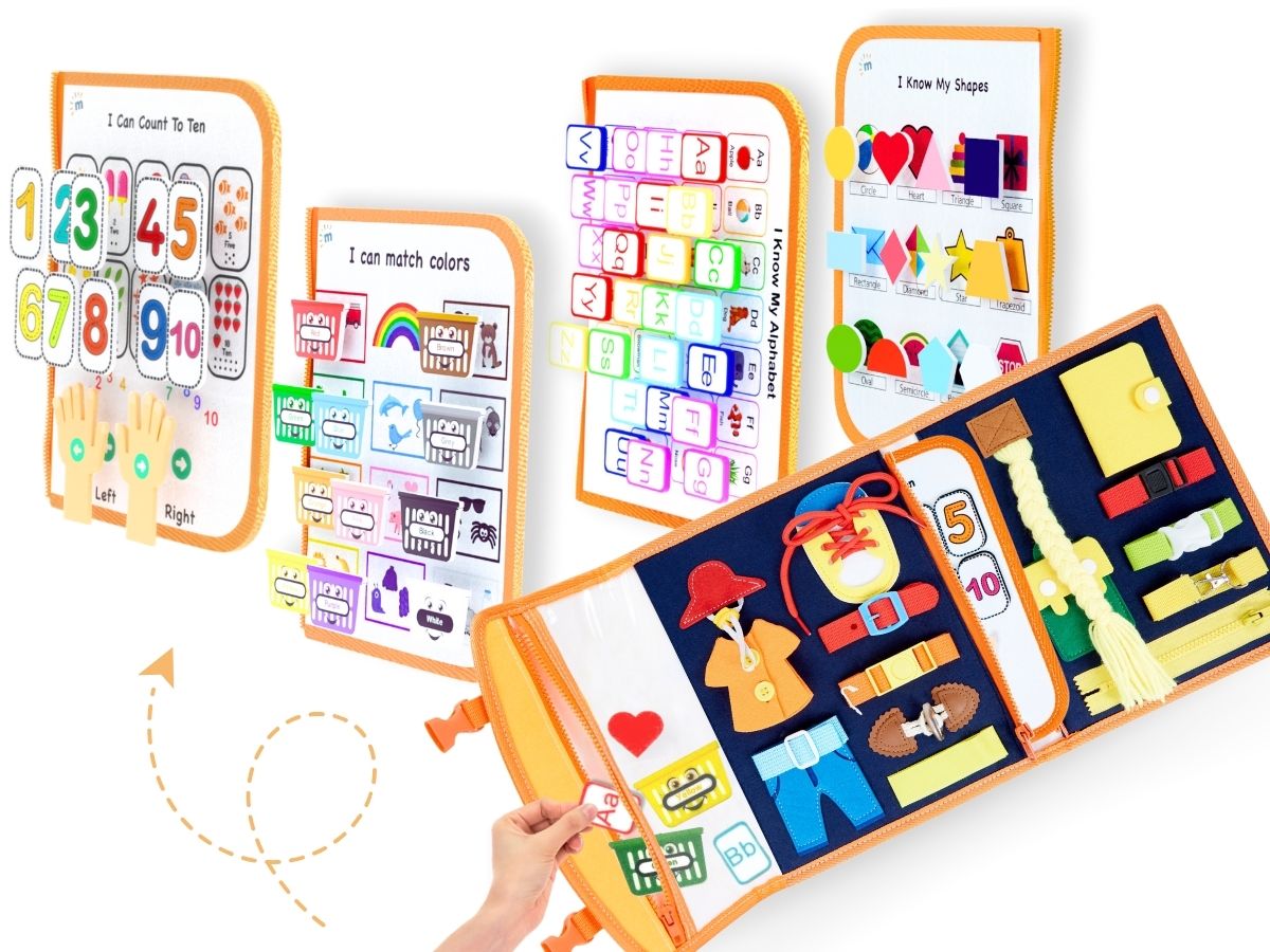 Milleli Busy board for toddlers- travel toys and educational gifts for toddler girls and boys